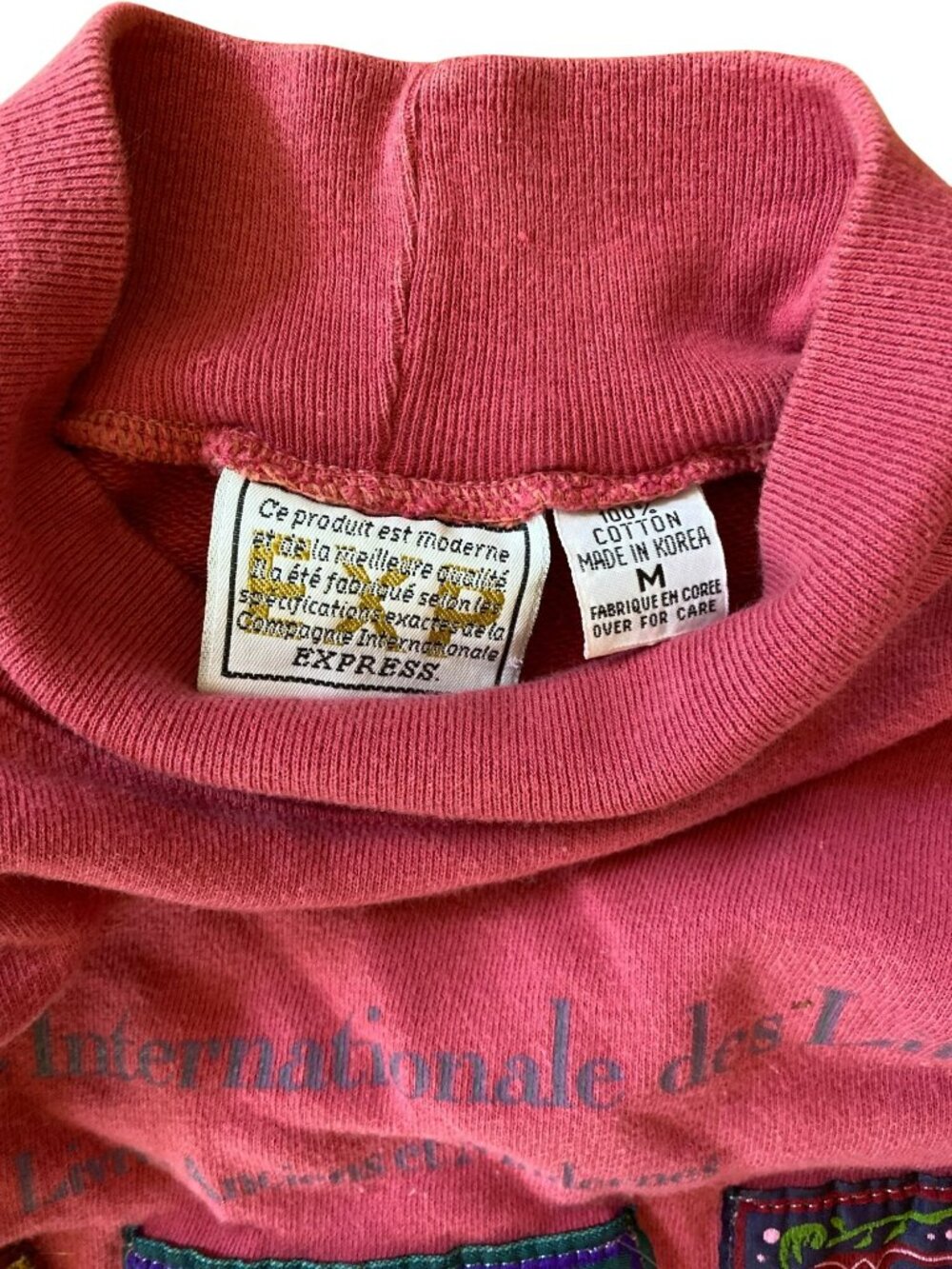 Vintage Express Compagnie Internationale Sweatshirt Pink Medium Y2K 90s 1990's - Picture 7 of 9